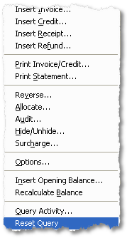 Accounts Action Menu
