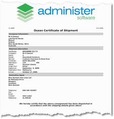 Ocean Certificate of Shipment