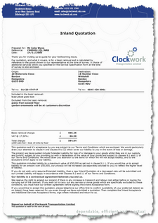 Emailed Inland Quotation