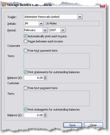 Storage Invoicing Run